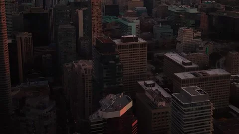 Stunning panoramic drone view of modern downtown skyscrapers and Lake Ontario. Stock Footage 320640584