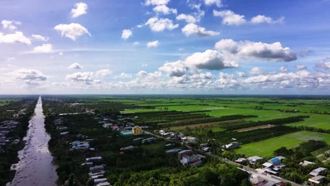 Stunning panoramic drone view of Southwestern Vietnam rural landscape Stock-Footage 342390559