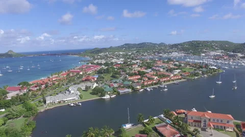 Stunning panoramic view of bays in St Lucia Stock Footage 61848145