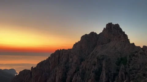 Stunning panoramic view of calanques de piana at sunset in corsica. panning Stock Footage 276679759