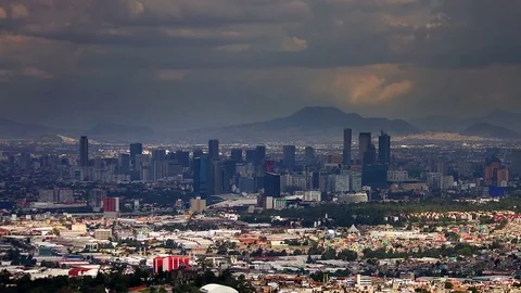 Stunning panoramic view of Mexico City in a cloudy day Stock Footage 80310960