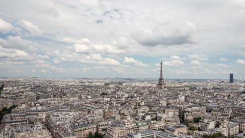 A Stunning Panoramic View Of Paris Showcasing The Eiffel Tower Amidst A Sea Of Stock Footage 297723428