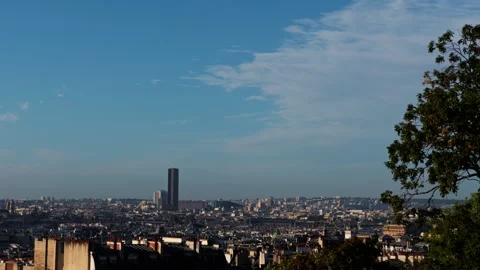 Stunning Panoramic View of a Vibrant Urban Landscape Featuring a Towering Stock Footage 318496088