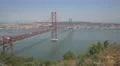 Stunning panormic view of 25th of April bridge and river's shore, Lisbon 4k or 4k+ Resolution