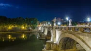 Stunning Ponte Sant'angelo Bridge Timelapse Hyperlapse Crossing The River Tiber Stock Footage