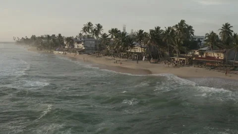 Stunning Pullback of Waves at Hikkaduwa Beach, Sri Lanka – Sunset Stock Footage 292221445