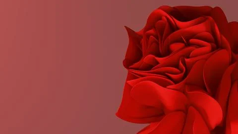 Stunning red background displaying a premium 3d rendered rose flower. Illustrazione stock