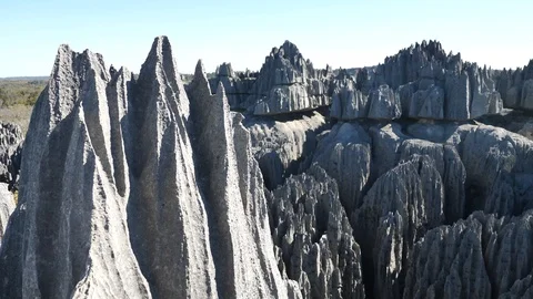 Stunning Rock Formations in Limestone Forest, Tsingy de Bemaraha, Madagascar Stock Footage 117431652