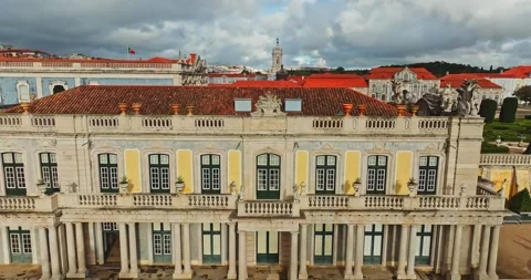 Stunning Rococo Architecture Palacio De Queluz Portugal Vibrant Summer Day Stock-Footage 300448545