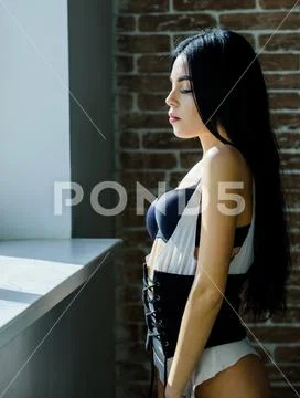 Stunning sexuality. Sexual costume for pleasure. Passionate mysterious lover Stock Photos