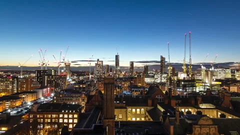 Stunning sharp and colorful evening timelapse view of Manchester, UK Stock Footage 150318837