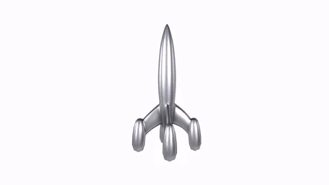 Stunning silver rocket design showcased in 3D rendering Stock-Footage 287882230