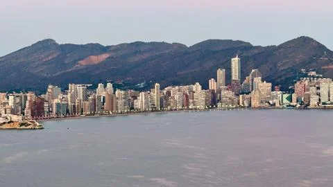 A Stunning Skyline With a Beautiful View Overlooking the Bay and Majestic M.. Stock Photos