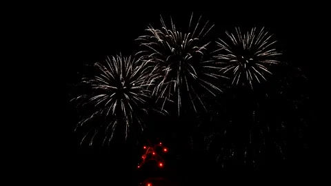 Stunning Slow Motion Firework Display at 2025 Independence Day Festival in the Stock Footage 321953655