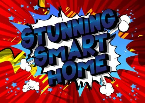 Stunning Smart Home - Vector illustrated comic book style phrase on abstract  Ilustración de archivo