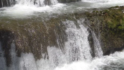 Stunning splash of a cascading waterfall against a picturesque landscape Stock-Footage 312522672