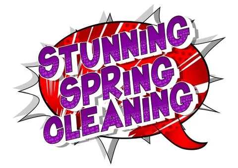 Stunning Spring Cleaning - Vector illustrated comic book style phrase on abst Illustrazione stock
