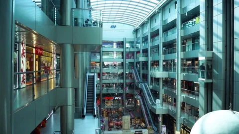 Stunning steady time lapse view on modern architecture futuristic interior Stock Footage 97125012