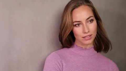 Stunning studio brunette Stock Footage 80252858