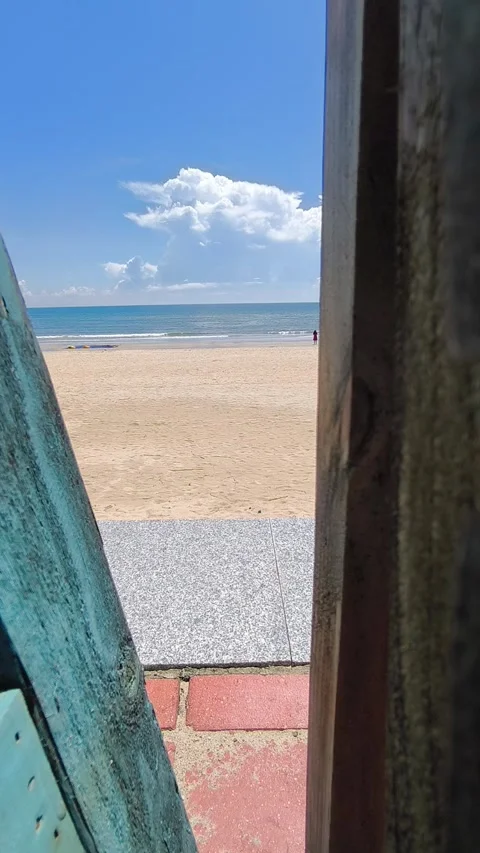 Stunning Summer Seascape View Through Wooden Frame Stock Footage 321890636