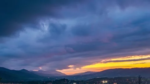Stunning Sundown and Cloud Movement Over Tatras Stock Footage 308191540