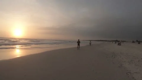 Stunning sunset on the beach Stock Footage 155956453