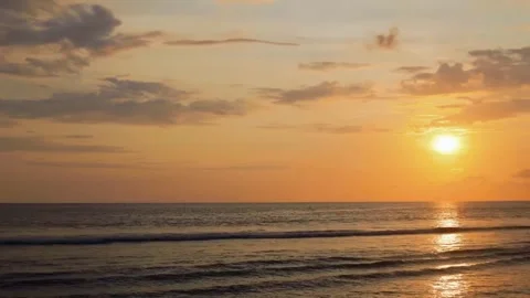 Stunning Sunset at Beach with Moving Clouds – Peaceful Ocean Evening Scene Stock Footage 312775931