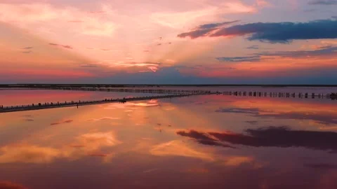Stunning sunset on the lake Stock Footage 146240993