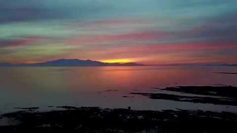 Stunning sunset over the Isle of Arran Scotland 3 Video stock 229957666