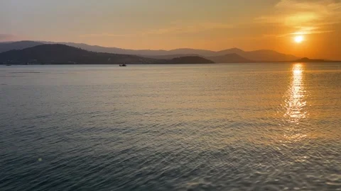 Stunning Sunset Over Koh Samui Bay and Mountains Stock Footage 331518162