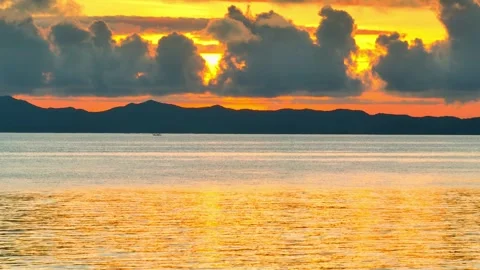 Stunning sunset over the ocean captured from above. Stock Footage 308434364