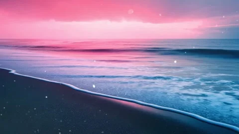 Stunning sunset over tranquil beach with gentle waves Stock Footage 312251688