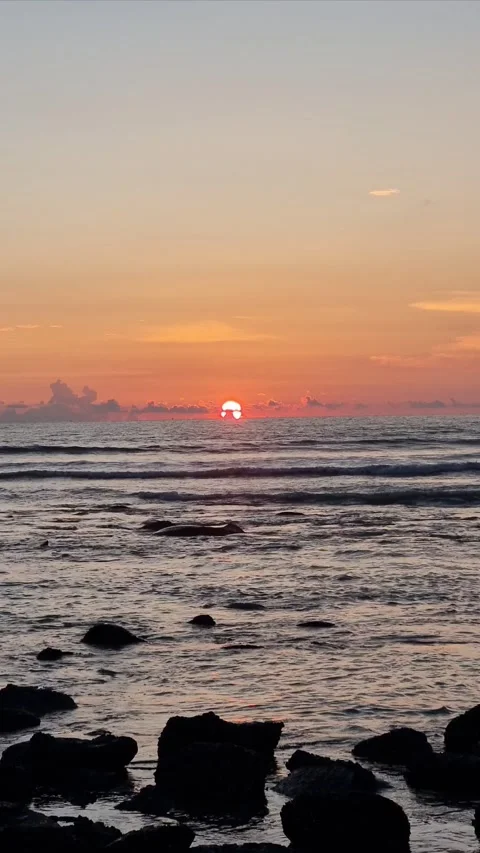 Stunning Sunset as the Sun Sets Slowly on the Horizon Stock Footage 303701939