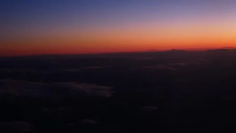 Stunning Sunset View From Airplane Window Over Clouds Stock Footage 268650890
