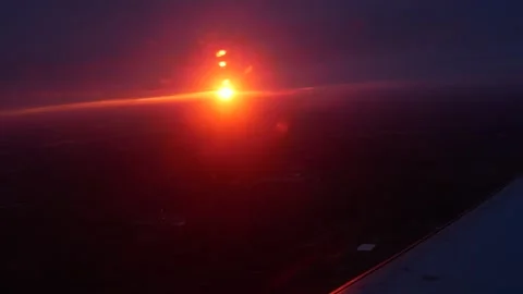 Stunning Sunset View From Airplane Window Stock Footage 268933234
