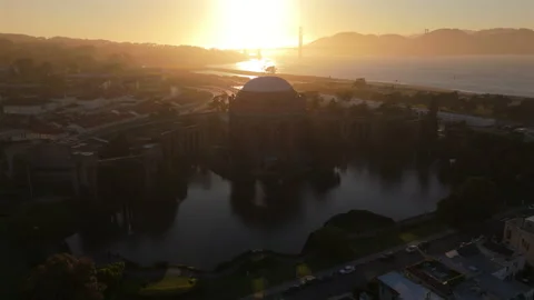 The stunning sunset view over San Francisco Bay showcases beautiful reflections Stock Footage 313558178