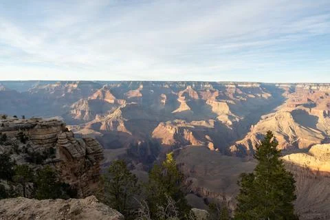 A stunning sunset view of the red rocks at Grand Canyon National Park, Arizona. Stock Photos