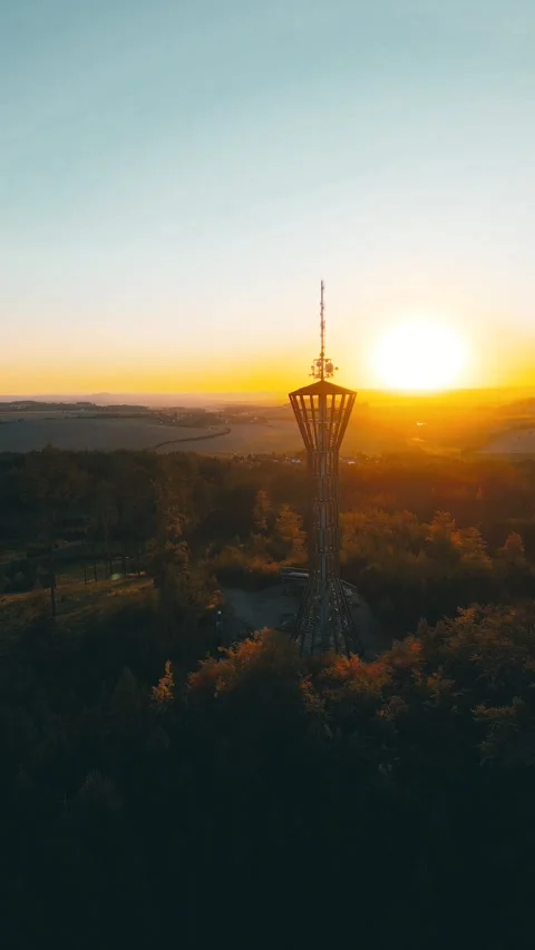 Stunning Sunset View From Spulka Looking Tower Stock Footage 318222684