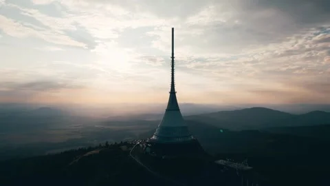 Stunning Sunset Views at Jested Mountain Hotel Stock Footage 321033490