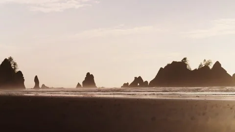 A Stunning Sunset At Washingtons Coastline Video stock 327640352