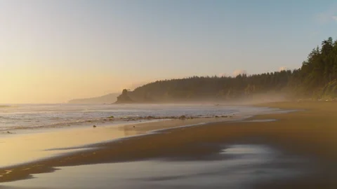 A Stunning Sunset At Washingtons Coastline Video stock 327640772
