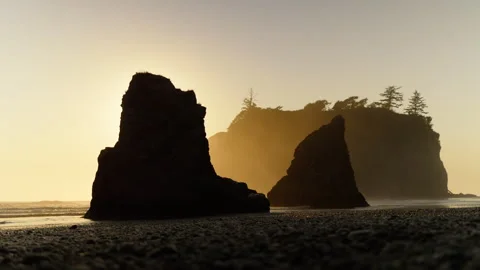 A Stunning Sunset At Washingtons Coastline Stock Footage 327641982