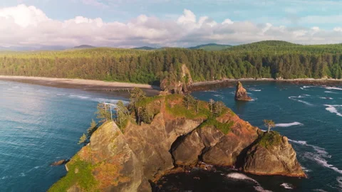 A Stunning Sunset At Washingtons Coastline Video stock 327645161