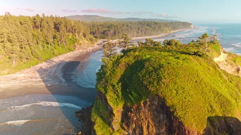 A Stunning Sunset At Washingtons Coastline Video stock 327645949