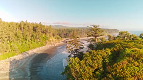 A Stunning Sunset At Washingtons Coastline Video stock 327646554