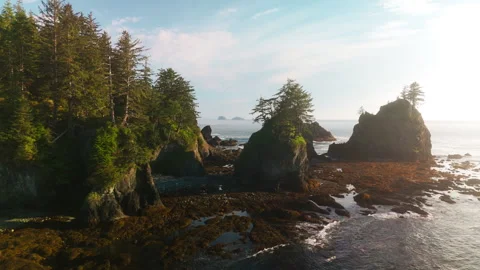 A Stunning Sunset At Washingtons Coastline Stock Footage 327772385