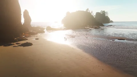 A Stunning Sunset At Washingtons Coastline Stock Footage 327772414