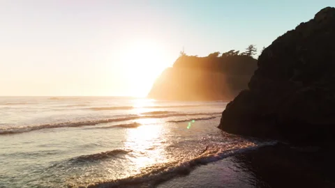 A Stunning Sunset At Washingtons Coastline Stock Footage 327772418