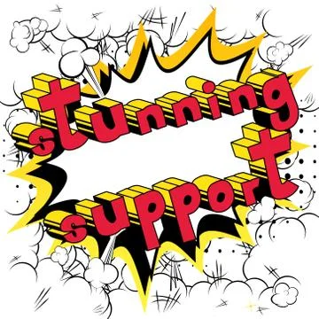 Stunning Support - Comic book style word on abstract background. Stock Illustration