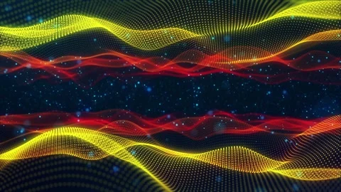 Stunning surface composed of neon glow particles that form waves of light Stock Footage 315466358